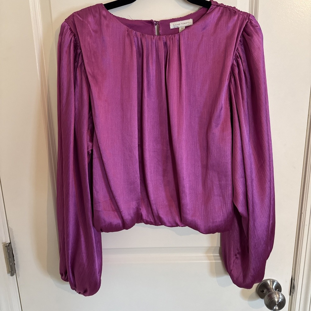 Flying Tomato Orchid‎ Long Sleeve Bubble Top Size Medium